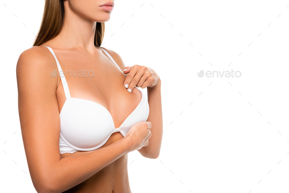 cropped view of man touching sexy woman in bra isolated on black Stock  Photo by LightFieldStudios