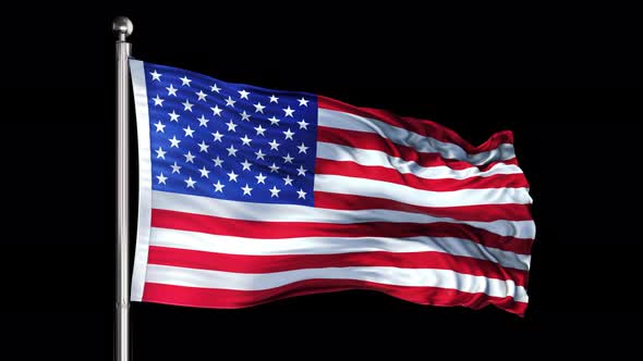 United States Flag Loop on Black Background