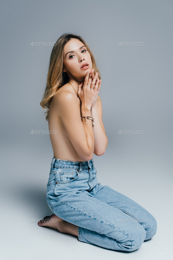 Breast of a sexy young woman, top view. The - Stock Photo