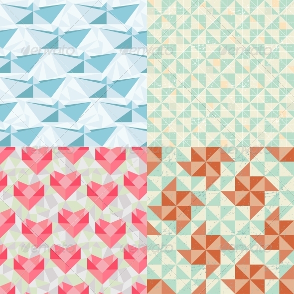 Seamless Geometric Patterns with Origami Elements. - Patterns Decorative
