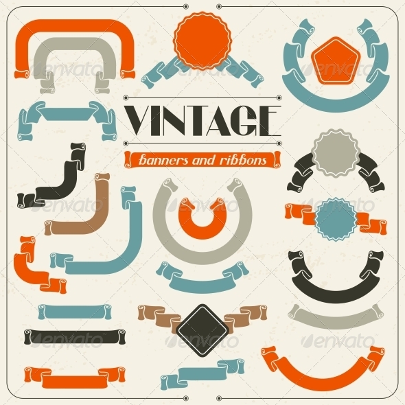 Collection of Ribbons and Banners. - Decorative Symbols Decorative