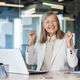 Portrait of senior successful gray-haired business woman, female boss smiling and looking at camera - PhotoDune Item for Sale