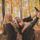 Three generations of women and dog feel fun look at camera posing for self-portrait picture together - PhotoDune Item for Sale
