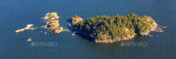Islands in Howe Sound, BC, Canada. Aerial View. Nature Background Panorama - Stock Photo - Images
