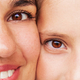 Portrait close up attractive beautiful mom and daughter close-up portrait, brown eyes,diverse people - PhotoDune Item for Sale