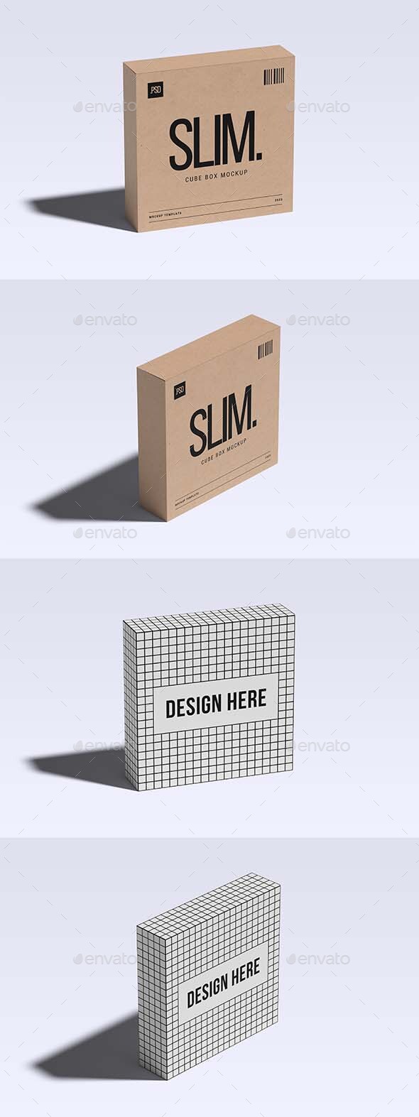 Slim Square Package Box Mockup