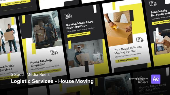 Social Media Reels - Logistic Services - House Moving After Effects Template Product Promo template preview