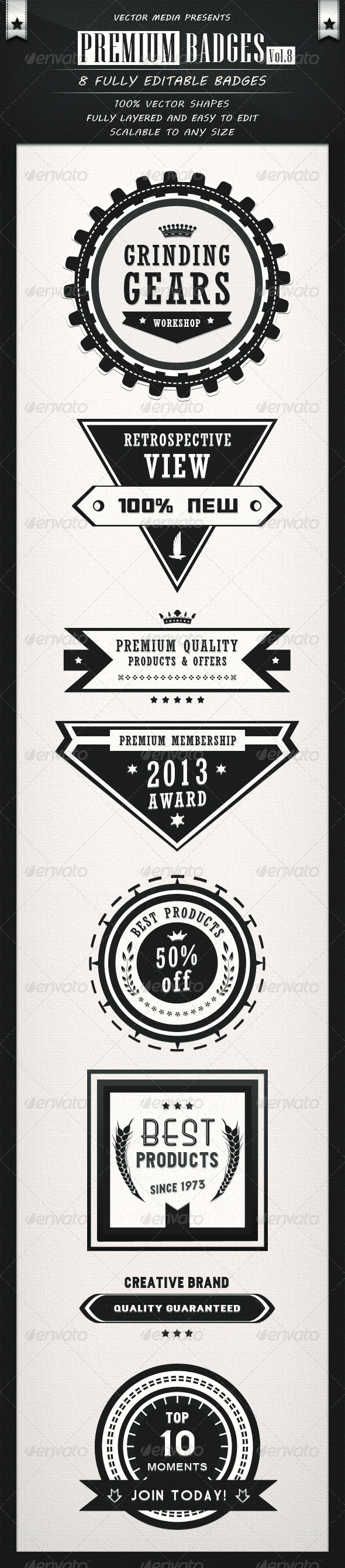 Premium Badges - Vol.8 - Badges & Stickers Web Elements
