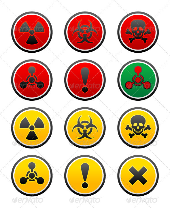 Symbols of Hazard on the Round Buttons - Decorative Symbols Decorative