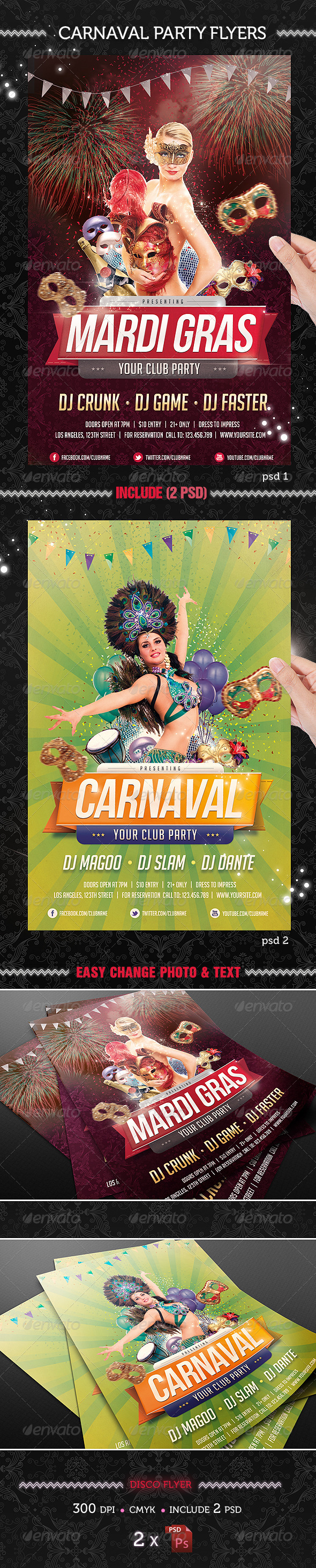 Carnaval Party Flyer Template - Clubs & Parties Events