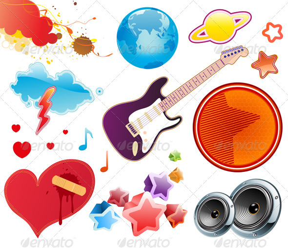 Summer Music Design Elements - Decorative Symbols Decorative