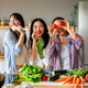 Happy beautiful chinese women friends bonding at home - PhotoDune Item for Sale