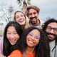 Group of happy multiracial people having fun and smiling taking a selfie portrait together. Teamwork - PhotoDune Item for Sale