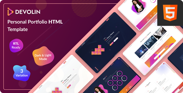 Personal Portfolio/CV/Resume HTML Template - Devolin