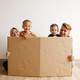 Happy Family Peeking by Cardboard - PhotoDune Item for Sale