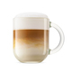 Coffee cappuccino with whipped milk cap in transparent glass mug isolated on white. - PhotoDune Item for Sale