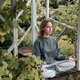 meditation Woman meditates nature outdoor. ground level,relaxed woman meditates breathes  fragrant i - PhotoDune Item for Sale
