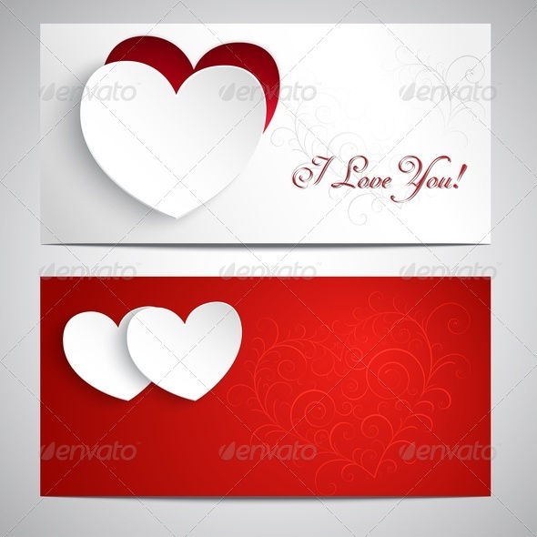 Postcards with Hearts - Valentines Seasons/Holidays