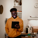 An african american millennial man having a video call at night - PhotoDune Item for Sale