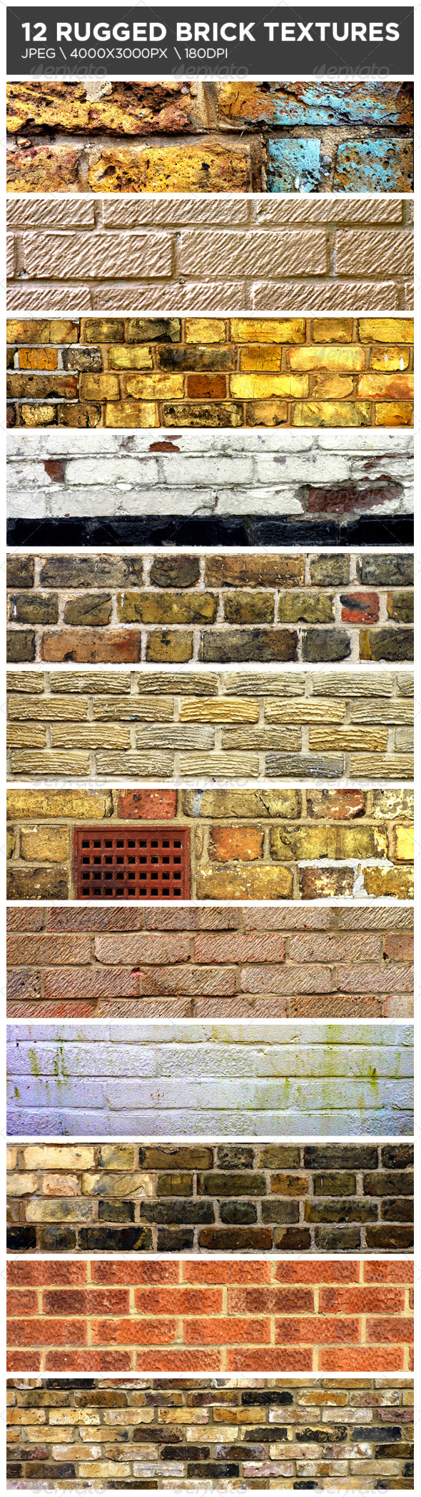 12 Rugged Brick Textures - Stone Textures