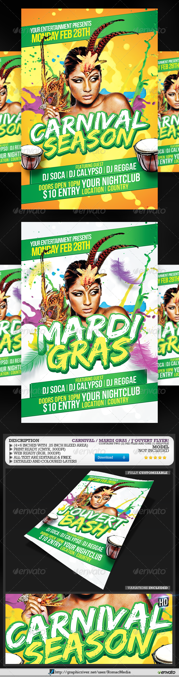 Carnival and Mardi Gras Flyer - Events Flyers
