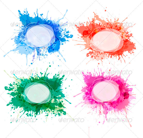 Collection of colorful abstract watercolor banners - Borders Decorative