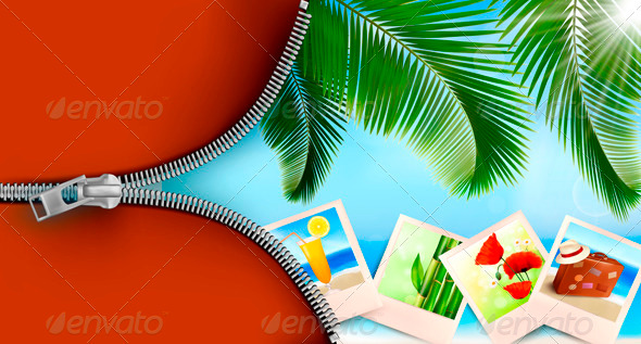 Background with photos from holidays on a seaside - Travel Conceptual