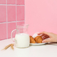 Breakfast tasty food concept - milk with bakery products - PhotoDune Item for Sale