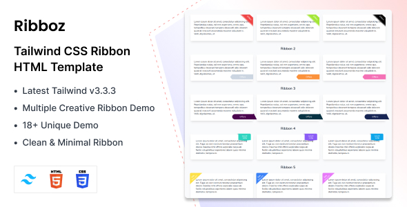Ribboz - Ribbons Pages Tailwind CSS 3 HTML Template