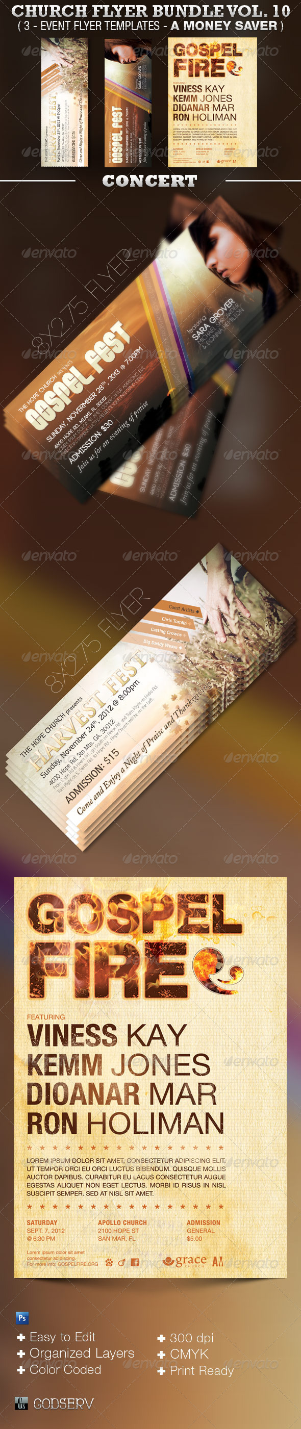 Concert Church Flyer Template Bundle Vol 10 - Church Flyers