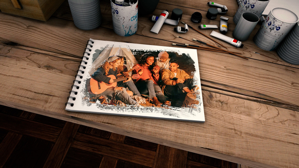 Drawing Memories (4K slideshow) Premiere Pro template preview