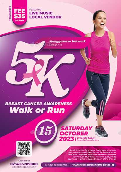 Breast Cancer Charity Run, Print Templates | GraphicRiver