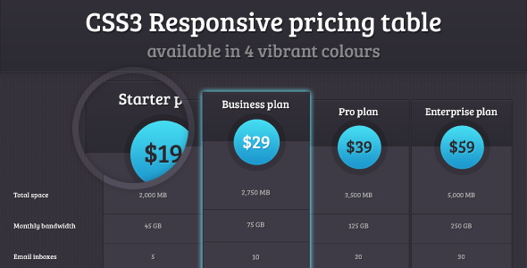 CSS3 Responsive pricing - CodeCanyon 3915144