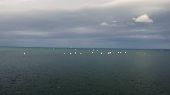 Aerial View of Sailing Boats, Ships and Yachts in Dun Laoghaire Marina Harbour, Ireland