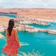 Young woman enjoying the view Lake Powell, Glen Canyon National Recreation Area - PhotoDune Item for Sale