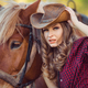 Horse and fashion model with cowboy hat - PhotoDune Item for Sale
