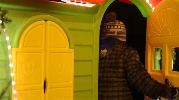 Kid Playing In Toy House At  Night 01