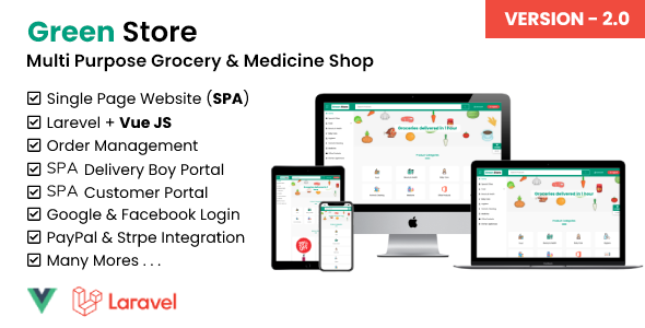Green Store - Laravel & VUE Single Page Grocery Shop