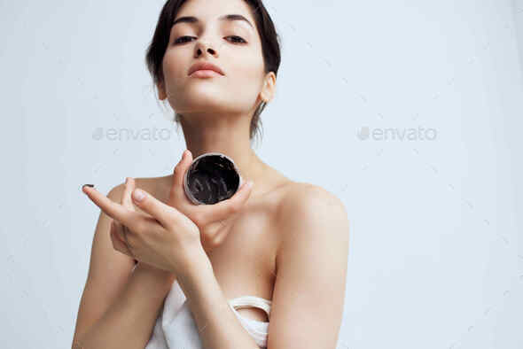 pretty woman naked shoulders dermatology cream-moisturizing health