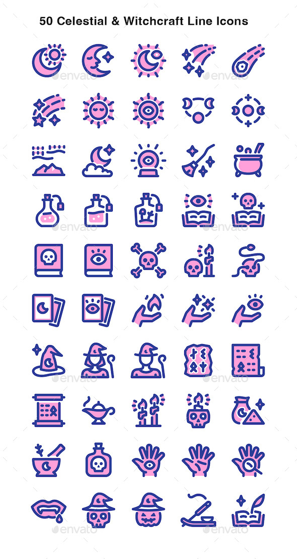 Celestial and Witchcraft Duotone Icons
