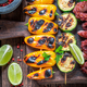 Hot grilled skewer with peppers, tomatoes and zucchini. - PhotoDune Item for Sale