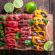 Hot grilled skewer made of colorful and summer ingredients. - PhotoDune Item for Sale