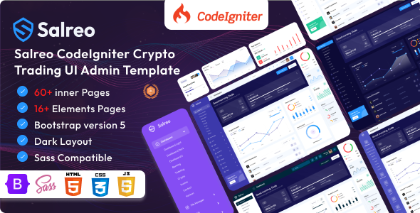 Salreo : Codeigniter Crypto Trading Bootstrap Admin Dashboard Template