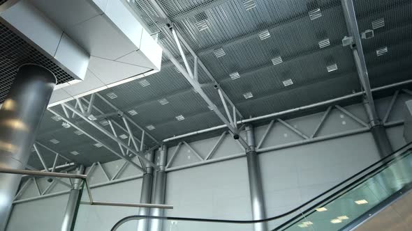 Modern Interior of Metal and Concrete in the Building