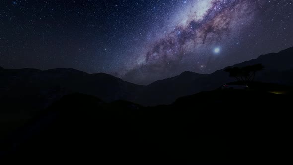 Row Mountains Terrain and Milky Way View