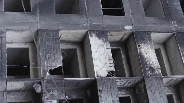 Vertical Video of a House Destroyed By the War in Ukraine alt