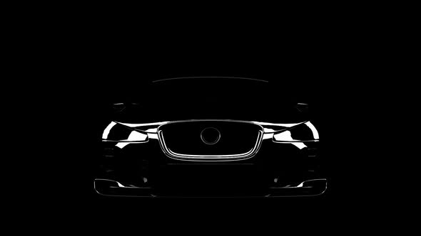 black car on a black background with highlights on the surface alt