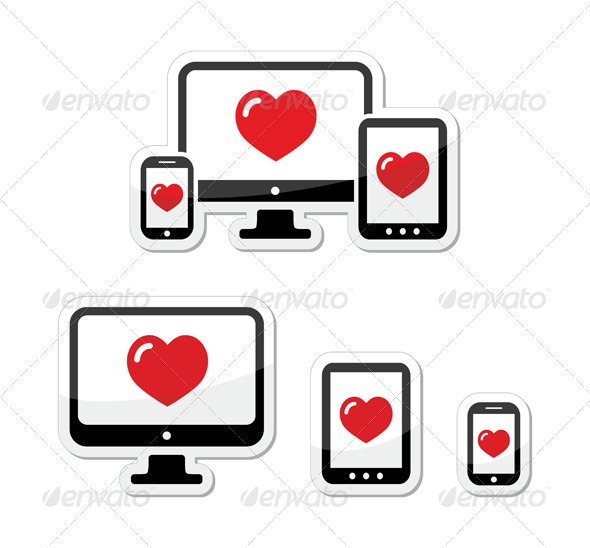 Responsive Design Icons - Monitor, Cell Phone - Web Technology