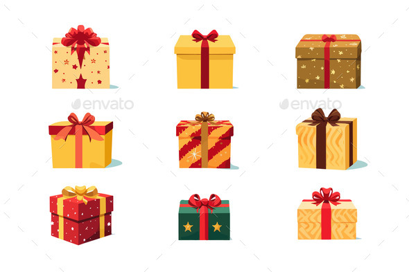 [DOWNLOAD]Set Gift Box on White Background