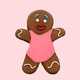 Gingerbread woman cookie in pink dress on pink background. Christmas funny minimal art card idea. - PhotoDune Item for Sale